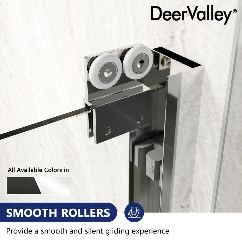 DEERVALLEY 60 in. W x 76 in. H Double Sliding Framed Shower Door in Silver with 1/4 in. (6 mm) Clear Glass