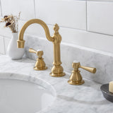 Embassy 30 in. Brass Wash Stand with Satin Brass P-Trap Kit, Faucet, Marble Counter Top, and White Basin - Super Arbor