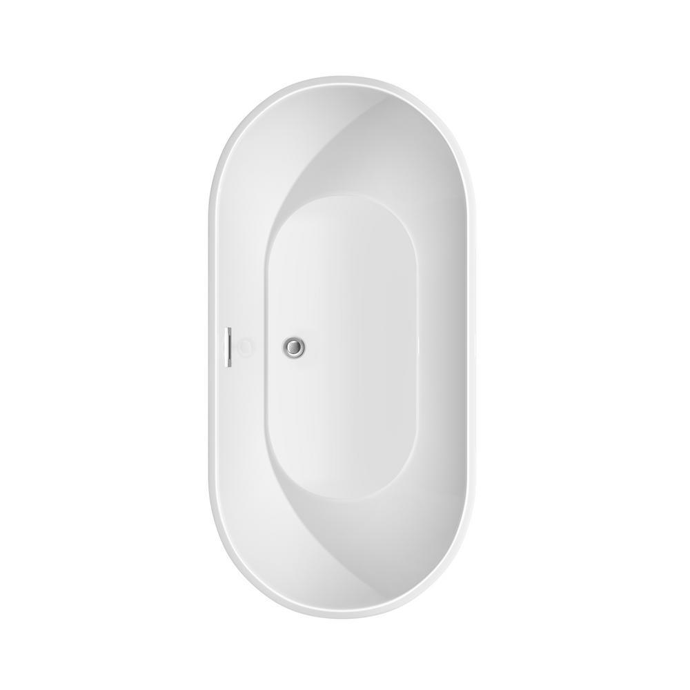 Brooklyn 60 in. Acrylic Flatbottom Bathtub in White with Polished Chrome Trim - Super Arbor