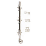 Heavy-Duty 12 in. Solid Brass Surface Bolt with Round Knob in Polished Brass - Super Arbor