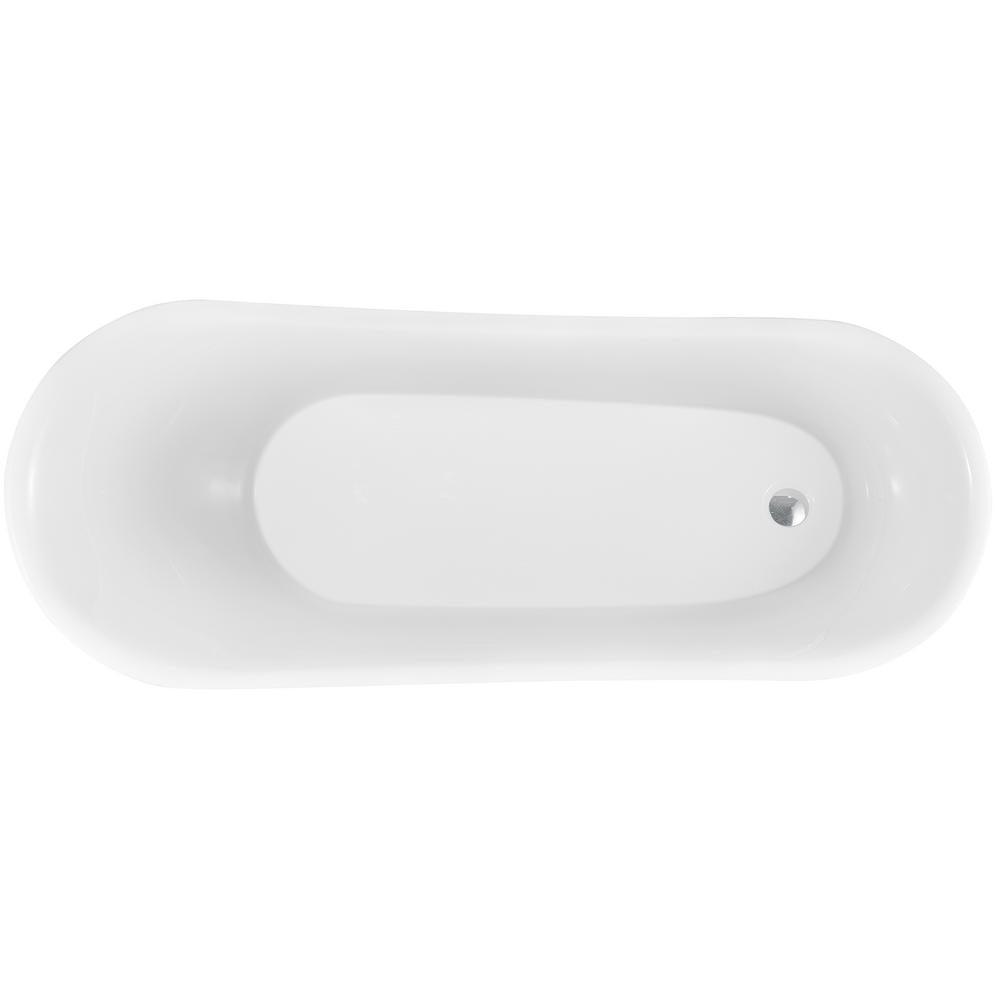 Clawfoot Bathtub - 69 in. Glossy White Acrylic Bathtub - Modern Flat Bottom Stand Alone Tub - Luxurious SPA Tub - Super Arbor