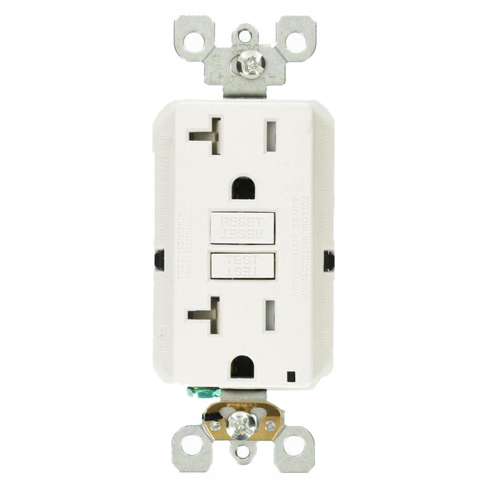 20 Amp 125-Volt Duplex SmarTest Self-Test SmartlockPro Tamper Resistant GFCI Outlet, Light Almond - Super Arbor