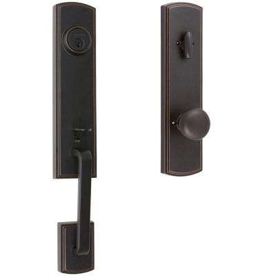 Delaney 
    Italian Collection Briona Edged Bronze Dummy Door Handleset with Artino Interior Left-Hand - Super Arbor