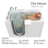 Ella Deluxe 55 in. Acrylic Walk-In Whirlpool and Air Bath Tub in White with Fast-Fill Faucet, Right-Hand Seat, 2 in. Dual Drain