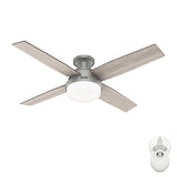 Hunter Dempsey LED 52-in Brushed Nickel Indoor Flush Mount Ceiling Fan with Remote, 4-Blade