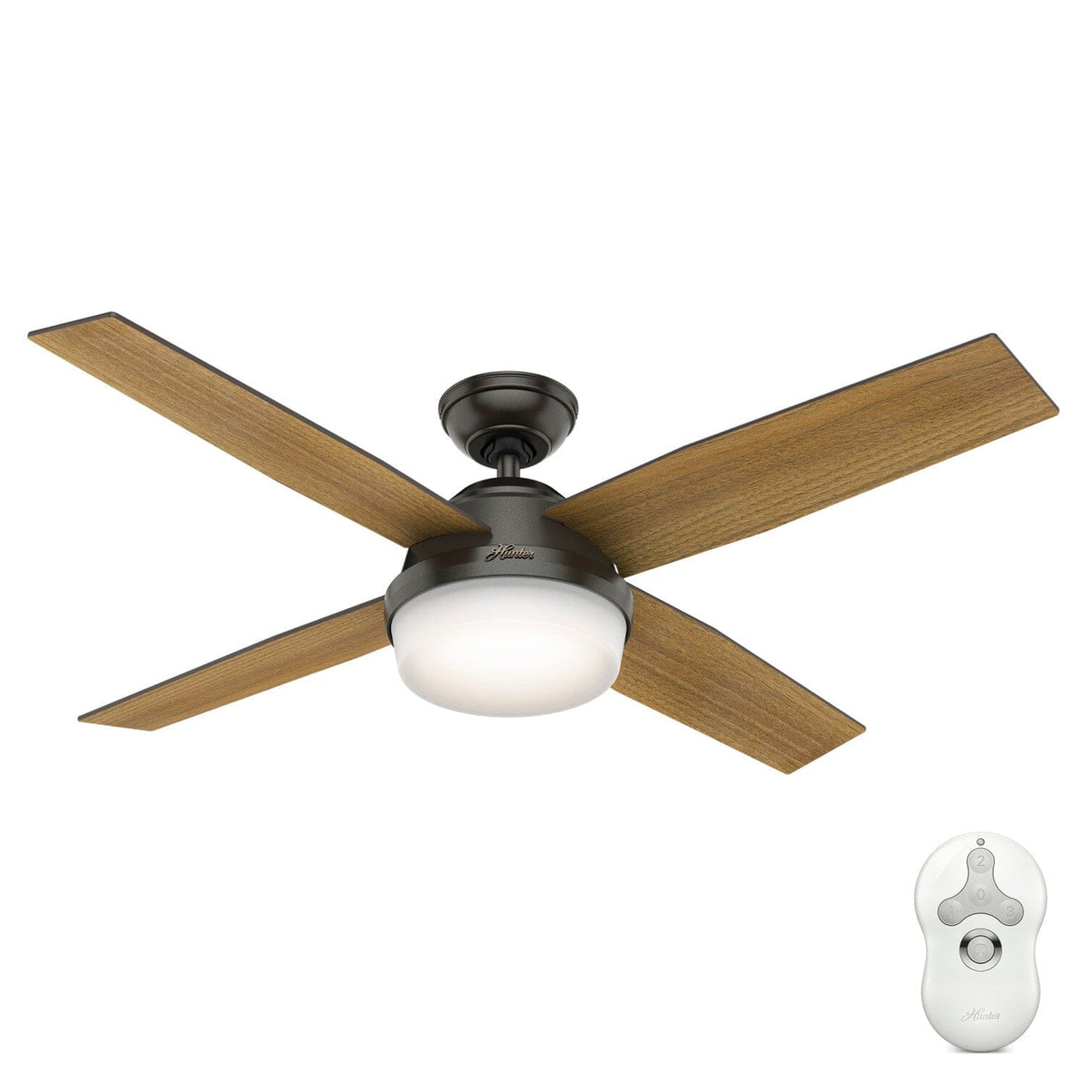 Hunter Dempsey LED 52-in Brushed Nickel Indoor Ceiling Fan with Remote, 4-Blade