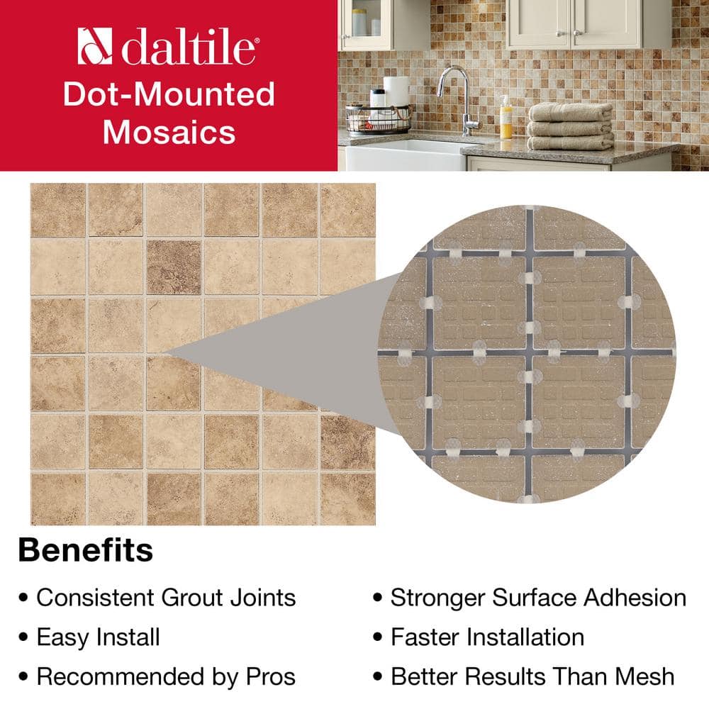 Daltile Rio Mesa Desert Sand 12 in. x 12 in. x 6 mm Ceramic Mosaic Floor and Wall Tile (1 sq. ft. / piece)