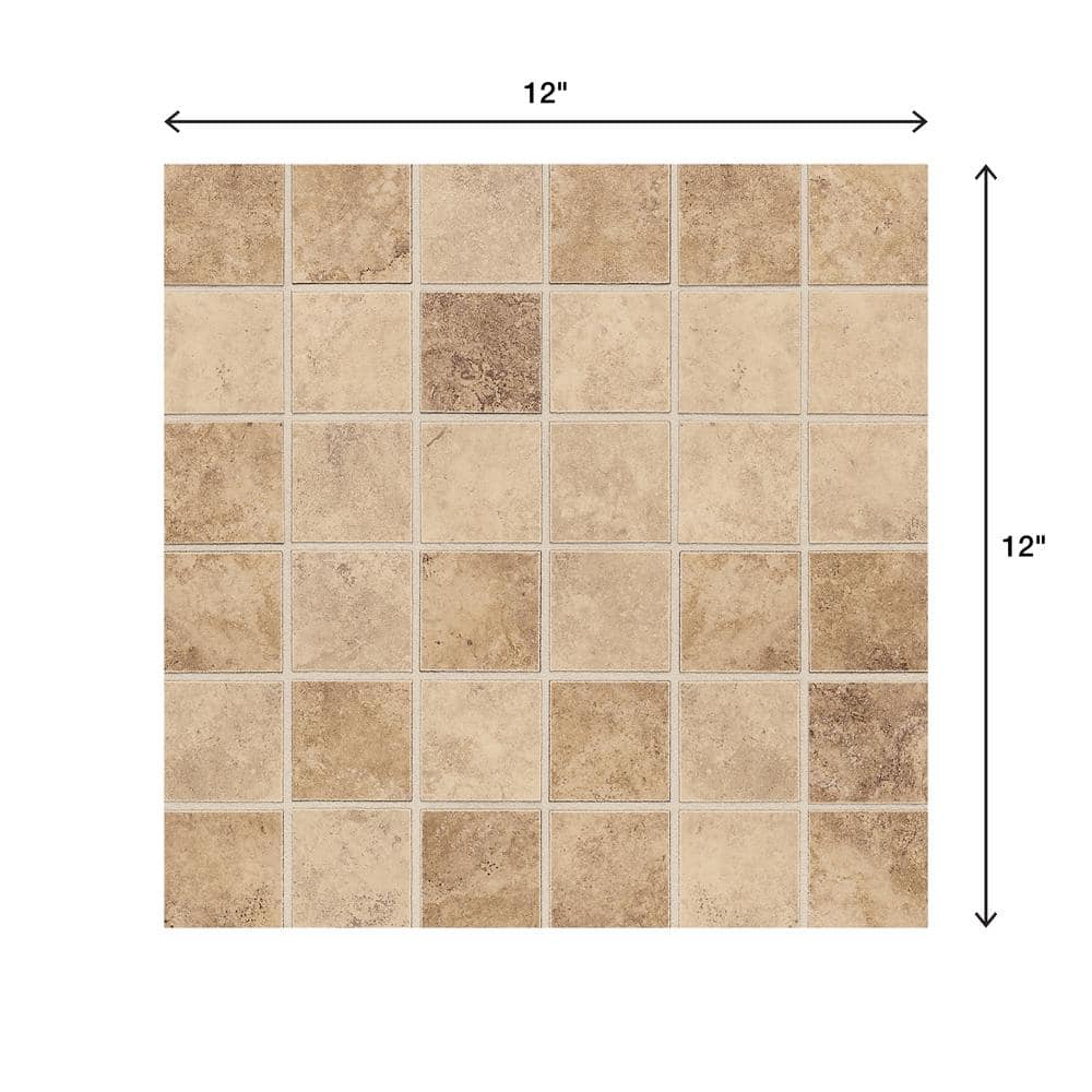 Daltile Rio Mesa Desert Sand 12 in. x 12 in. x 6 mm Ceramic Mosaic Floor and Wall Tile (1 sq. ft. / piece)