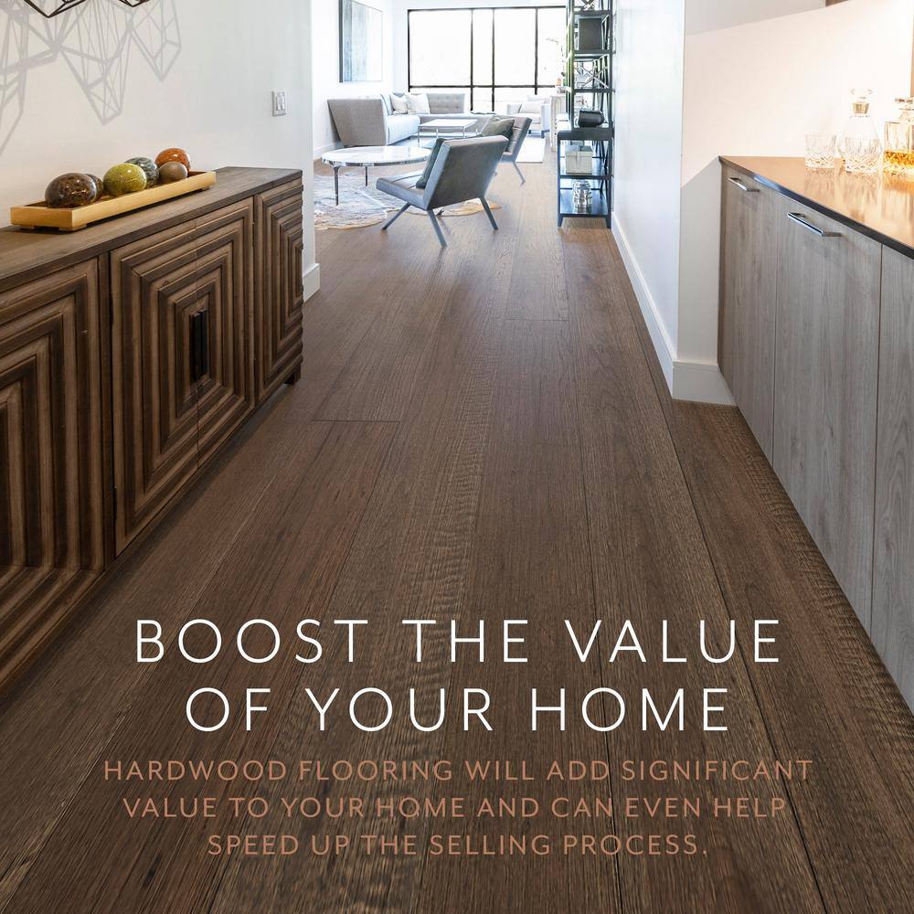 ASPEN FLOORING Desert Shadow Hickory 9/16 in T x 8.66 in. W Tongue and Groove W-Brushed Engineered Hardwood Flooring (31.25 sqft/case)