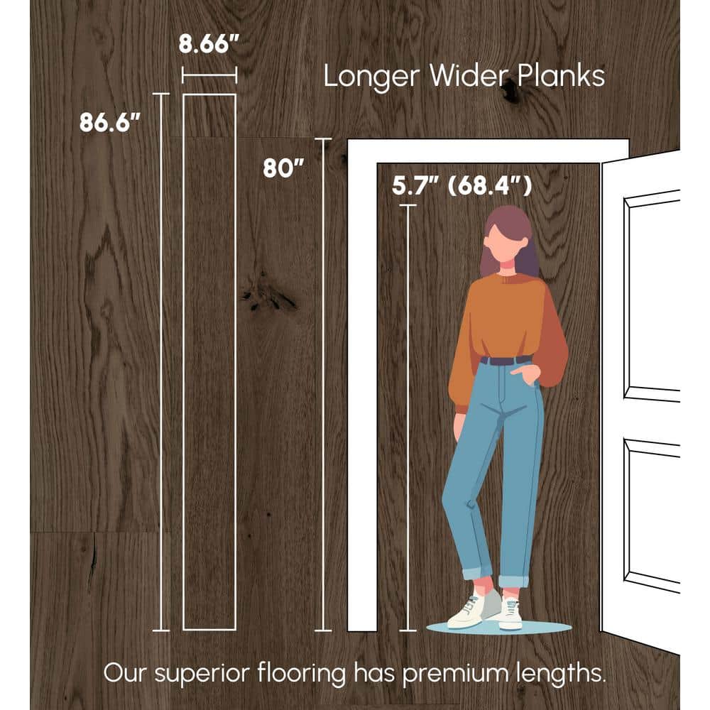ASPEN FLOORING Desert Shadow Hickory 9/16 in T x 8.66 in. W Tongue and Groove W-Brushed Engineered Hardwood Flooring (31.25 sqft/case)