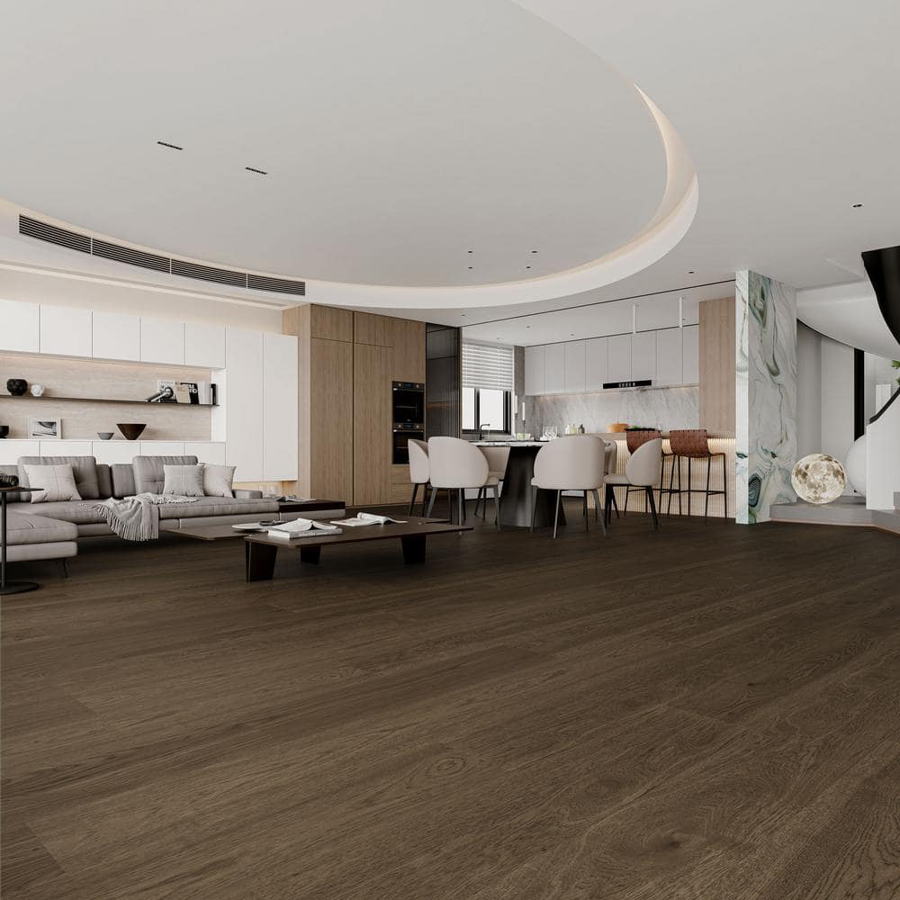 ASPEN FLOORING Desert Shadow Hickory 9/16 in T x 8.66 in. W Tongue and Groove W-Brushed Engineered Hardwood Flooring (31.25 sqft/case)