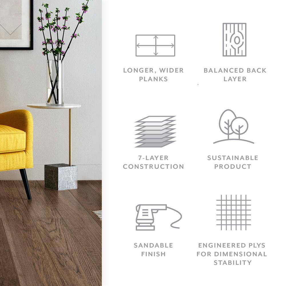 ASPEN FLOORING Desert Shadow Hickory 9/16 in T x 8.66 in W Tongue and Groove W-Brushed Engineered Hardwood Flooring (1250 sqft/pallet)