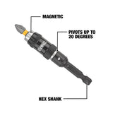 DEWALT MAXFIT Pivot Holder, 1/4 in. Hex Shank, Magnetic, Impact-Rated