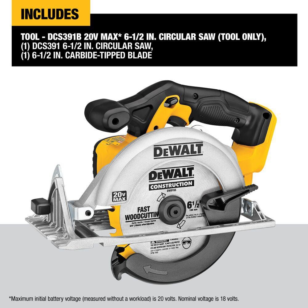 DEWALT 20V MAX Cordless 6.5 in. Sidewinder Style Circular Saw (Tool Only)