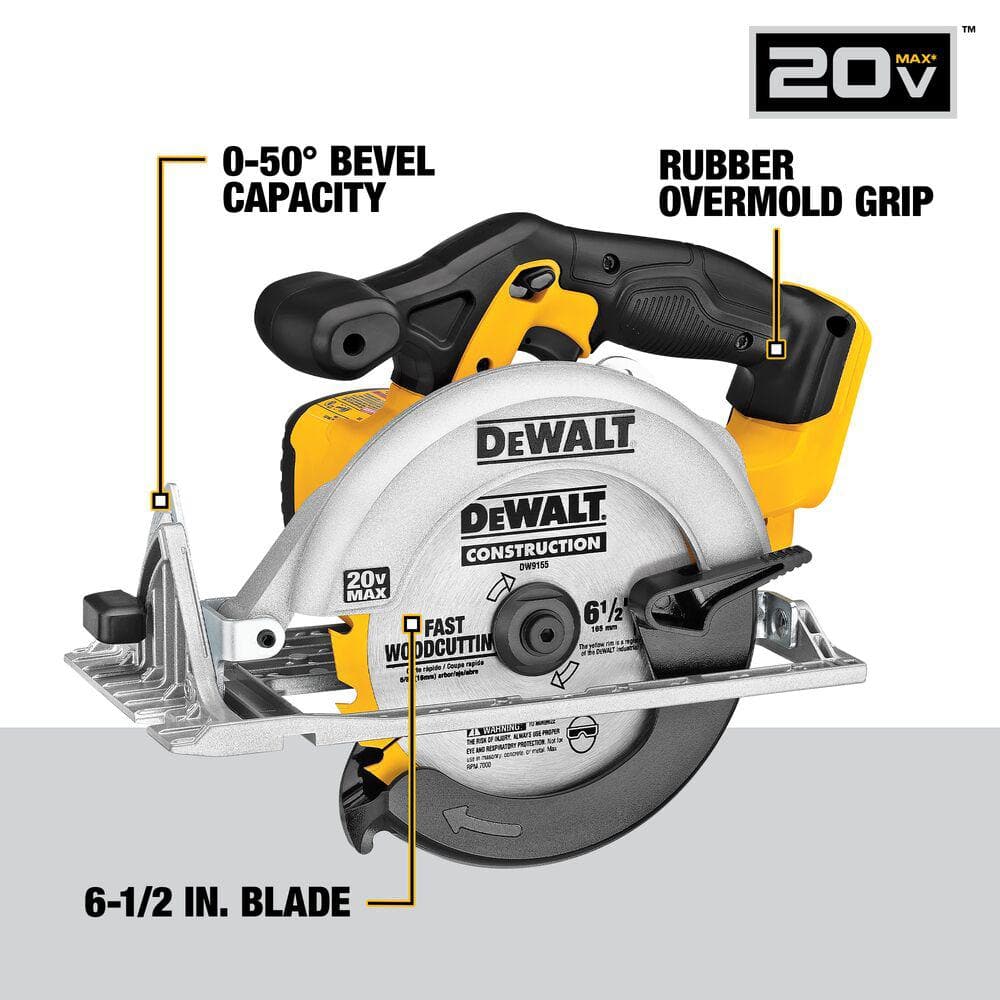DEWALT 20V MAX Cordless 6.5 in. Sidewinder Style Circular Saw (Tool Only)
