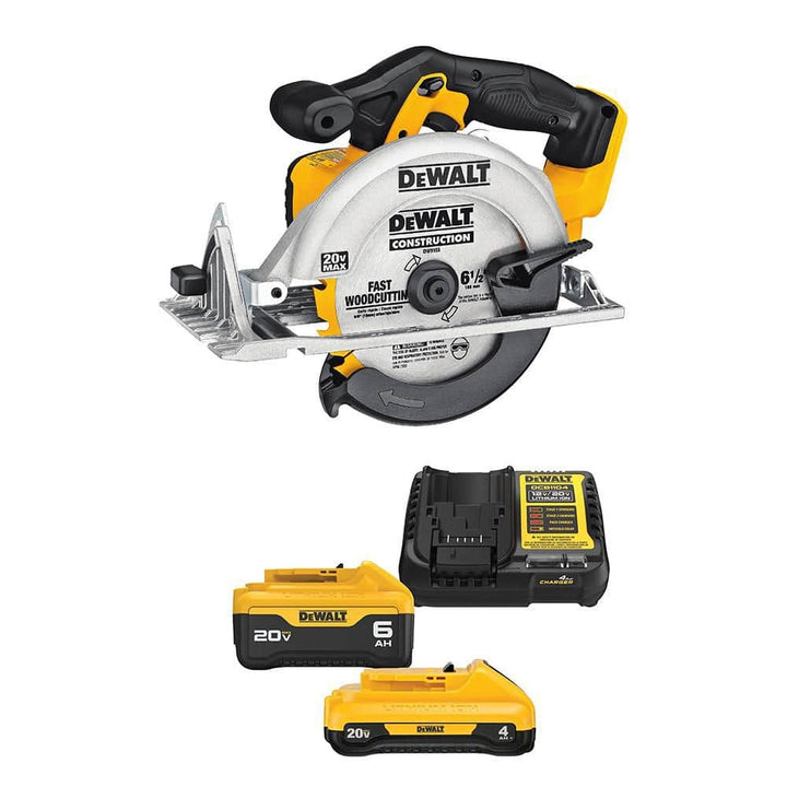 DEWALT 20V MAX Cordless 6-1/2 in. Circular Saw Kit with Batteries and Charger