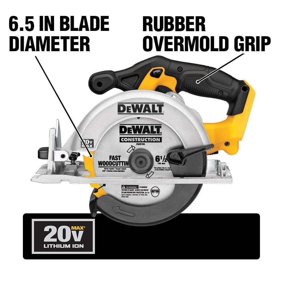 DEWALT 20V MAX Cordless 6-1/2 in. Circular Saw Kit with Battery and Charger