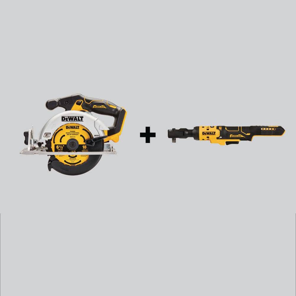 DEWALT 20V MAX Cordless Brushless Circular Saw and Ratchet Combo - Tools Only