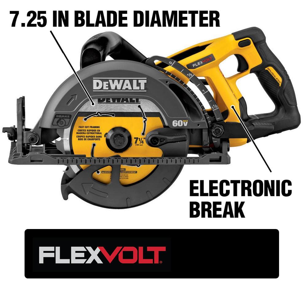 DEWALT FLEXVOLT 60V MAX 7-1/4 in. Cordless Worm Drive Style Saw with 9.0Ah Battery Kit