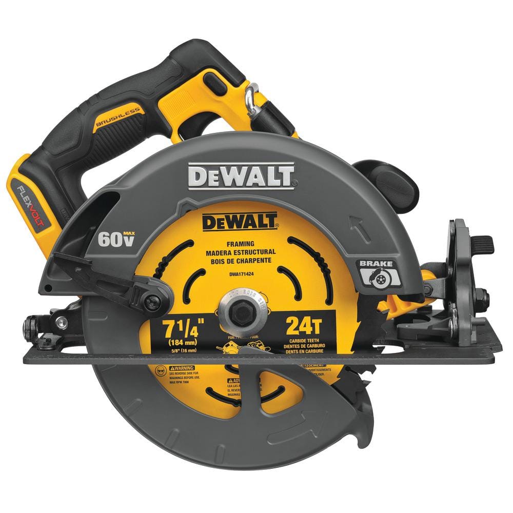 DEWALT FLEXVOLT 60V MAX Lithium-Ion Cordless Brushless 7-1/4 in. Circular Saw Kit with (2) Batteries & Charger, Bonus 60V Reciprocating Saw