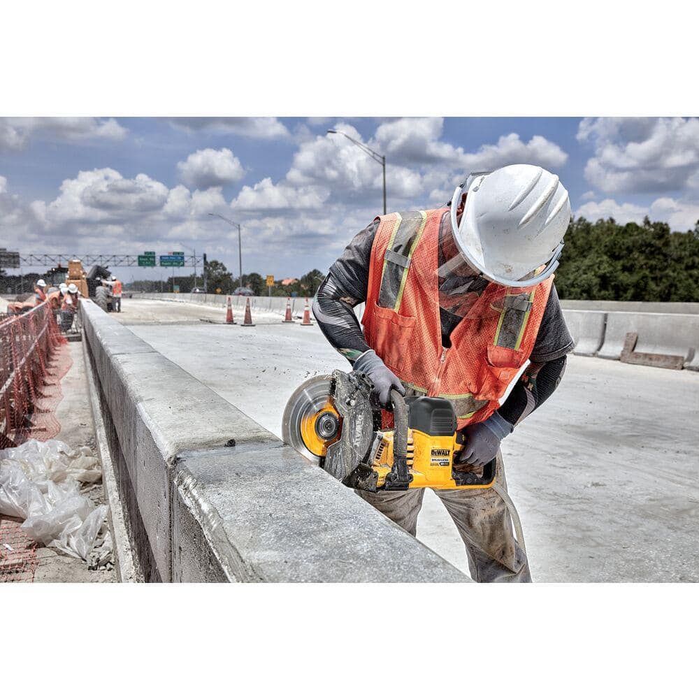 DEWALT FLEXVOLT 60V Lithium‑Ion Cordless 9 in. Cut-Off/Construction Saw with (2) FLEXVOLT Batteries, Bonus 4-1/2 in. Angle Grinder