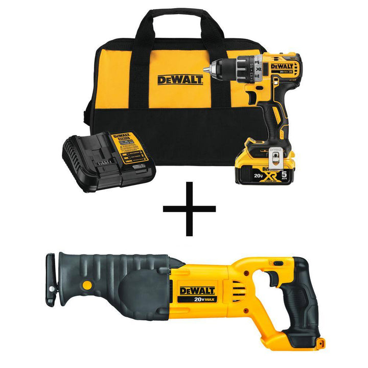 DEWALT 20V MAX XR Cordless Brushless 1/2 in. Drill/Driver Kit with FREE 20V Cordless Reciprocating Saw