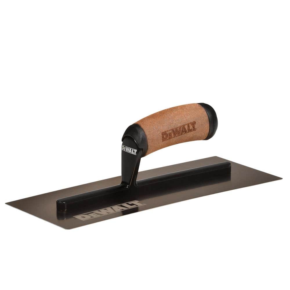 DEWALT 4.75 in. x 12 in. Gold Stainless Steel Flat Trowel with Leather Handle