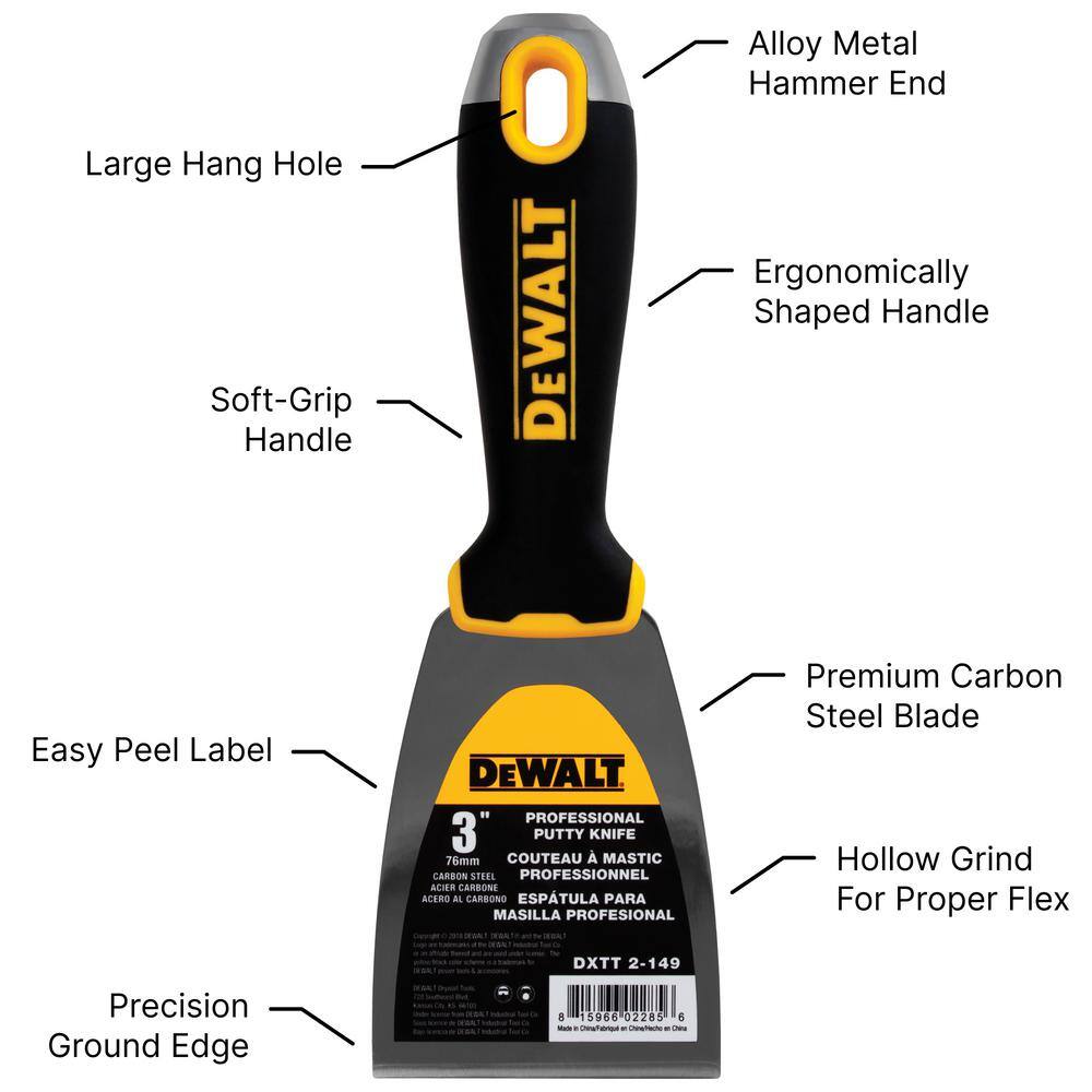 DEWALT 3 in. Carbon Steel Joint Knife with Soft Grip Handle