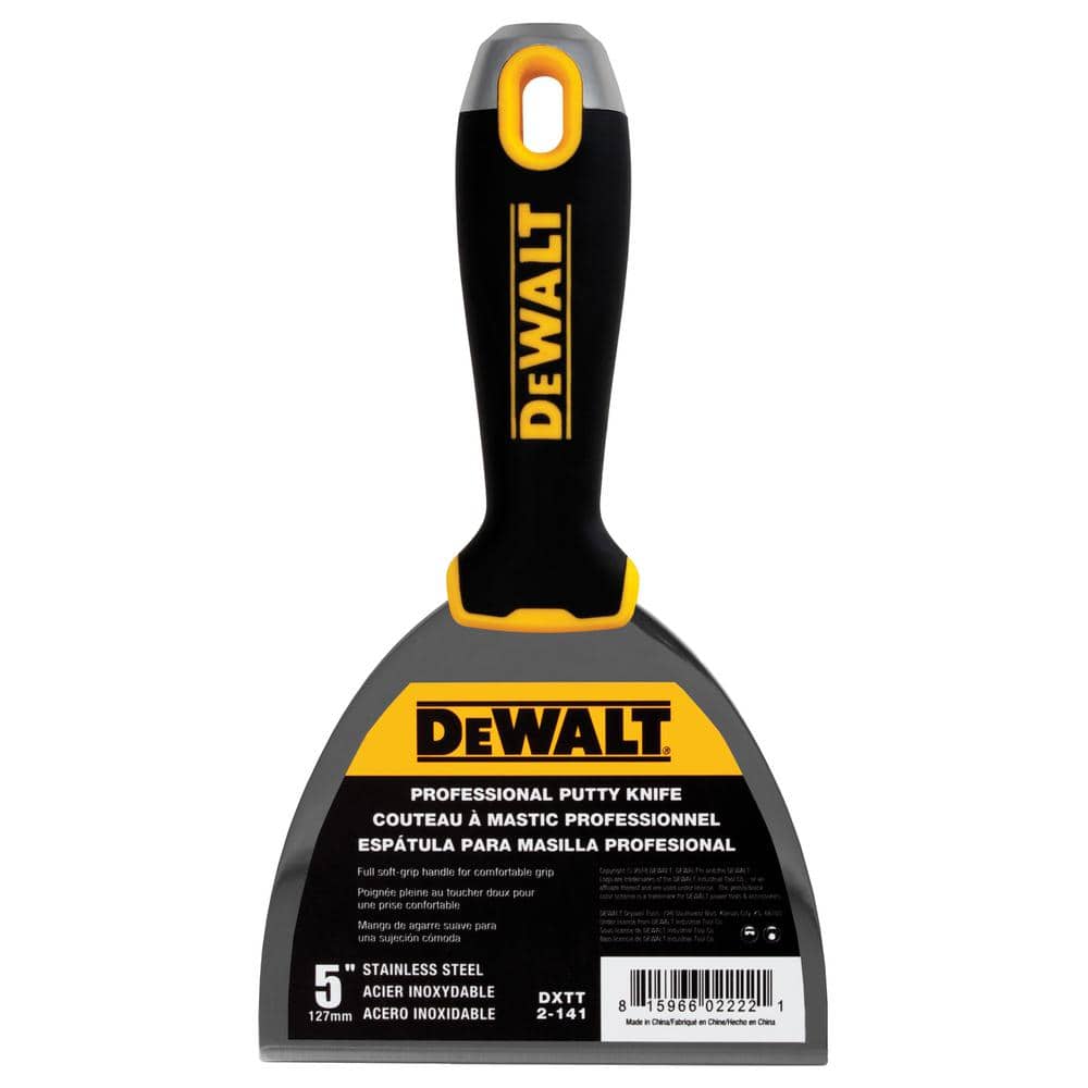 DEWALT 5 in. Stainless Steel Putty Knife with Soft Grip Handle