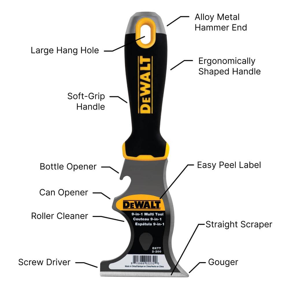 DEWALT Stainless Steel Joint Knife Set with 4, 5, 6 in. Blades and 9-in-1 Multi-Tool