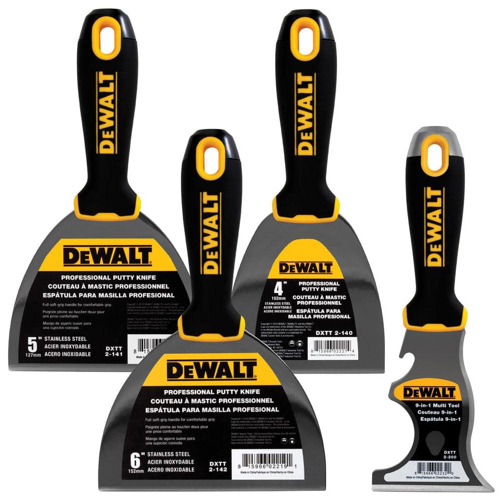 DEWALT Stainless Steel Joint Knife Set with 4, 5, 6 in. Blades and 9-in-1 Multi-Tool