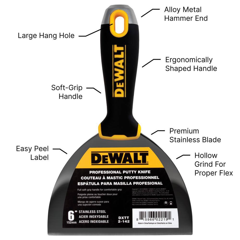 DEWALT Stainless Steel Joint Knife Set with 4, 5, 6 in. Blades and 9-in-1 Multi-Tool