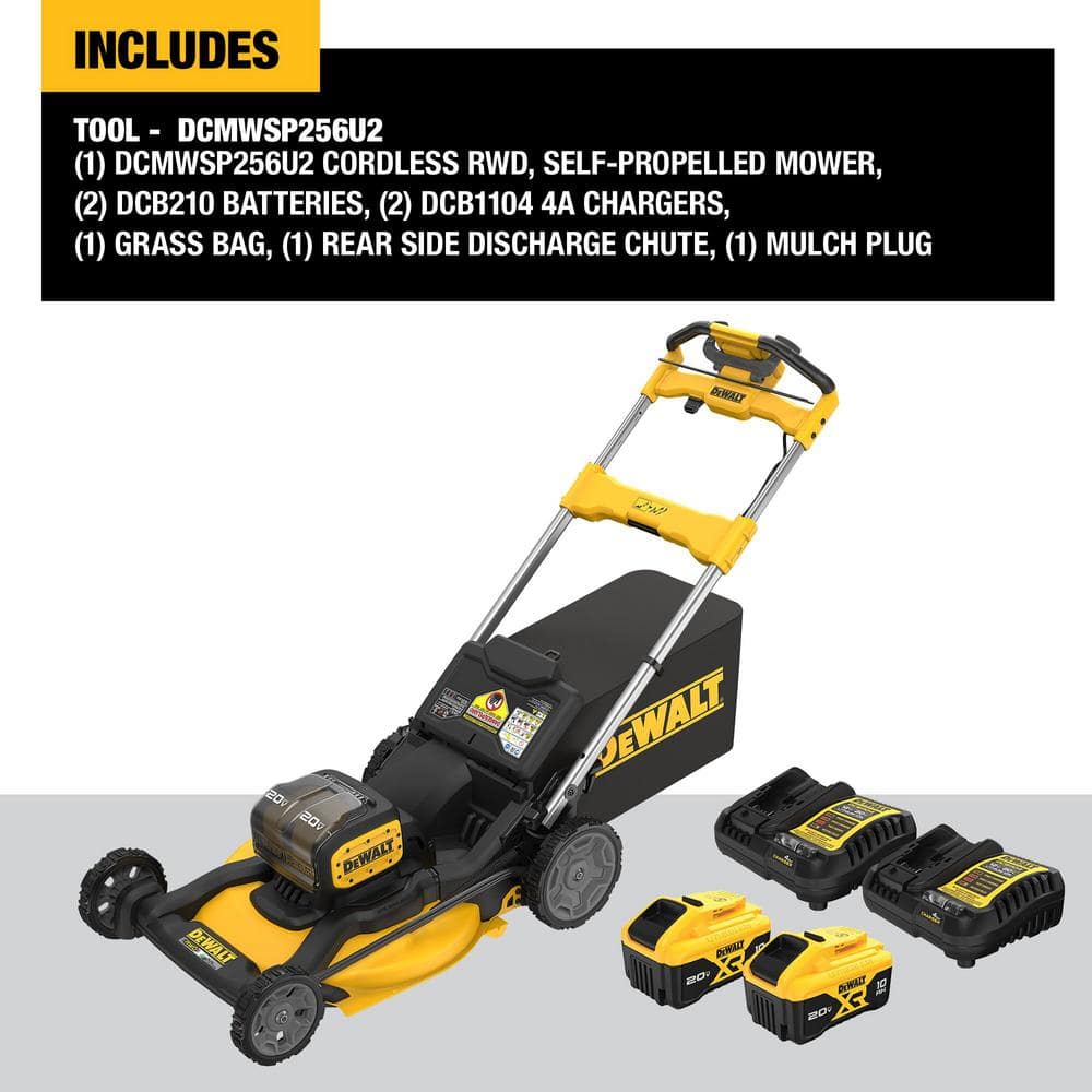 DEWALT 20V MAX 21 in. Brushless Cordless Battery Powered Self Propelled Lawn Mower Kit with (2) 10 Ah Batteries and Chargers