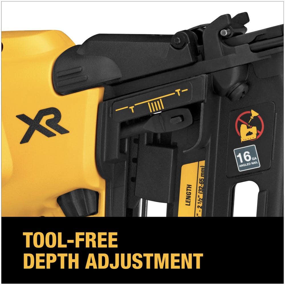 DEWALT 20V MAX XR Lithium-Ion Electric Cordless 16-Gauge Angled Finishing Nailer (Tool Only)