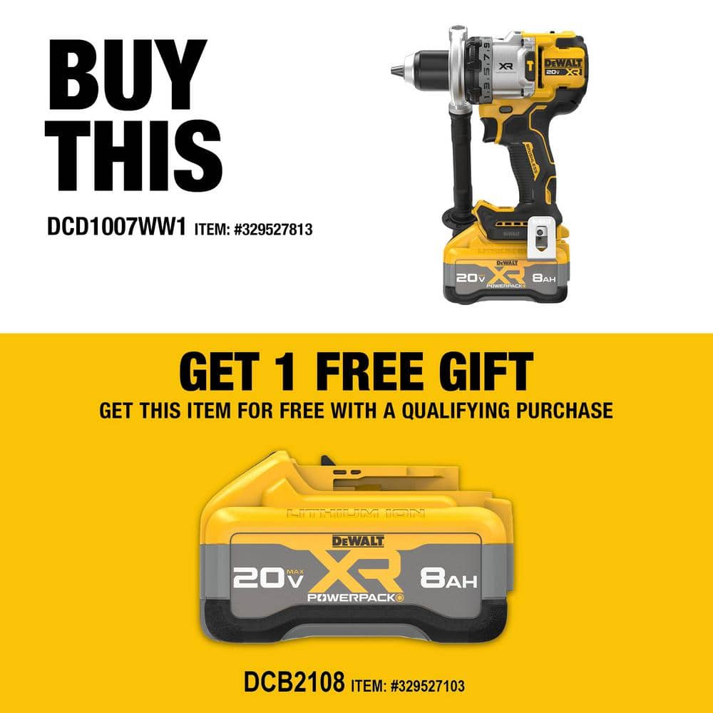 DEWALT 20V XR Lithium-Ion Cordless Hammer Drill Kit with 8.0 Ah Battery, Charger and Kit Bag