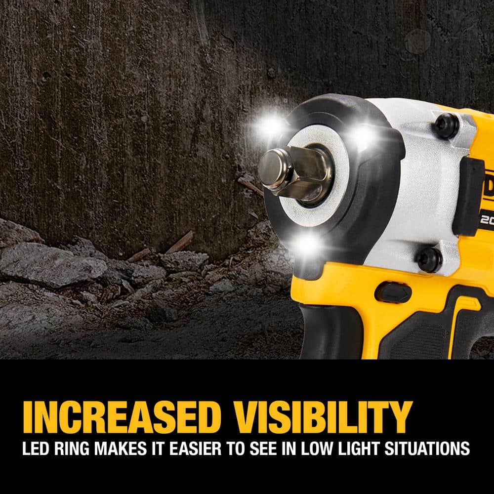 DEWALT ATOMIC 20V MAX Cordless Brushless 1/2 in. Variable Speed Impact Wrench (Tool Only)
