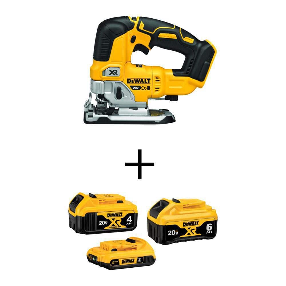 DEWALT 20V MAX XR Cordless Brushless Jigsaw with 6.0Ah, 4.0Ah, and 2.0Ah Batteries