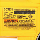 DEWALT 20V MAX Cordless Jig Saw (Tool Only)