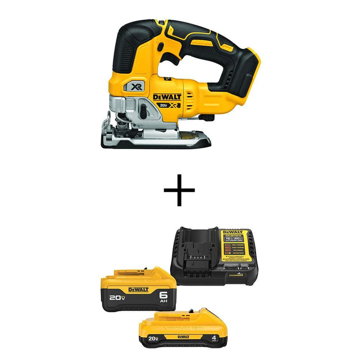 DEWALT 20V MAX XR Cordless Brushless Jigsaw with 6.0 Ah and 4.0 Ah Starter Kit