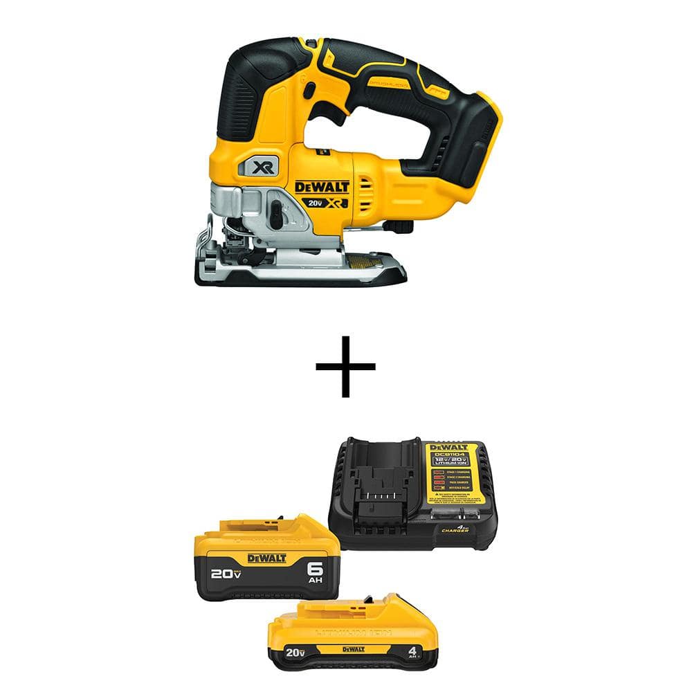DEWALT 20V MAX XR Starter Kit with 6.0Ah & 4.0Ah Batteries + FREE 20V Cordless Brushless Jigsaw