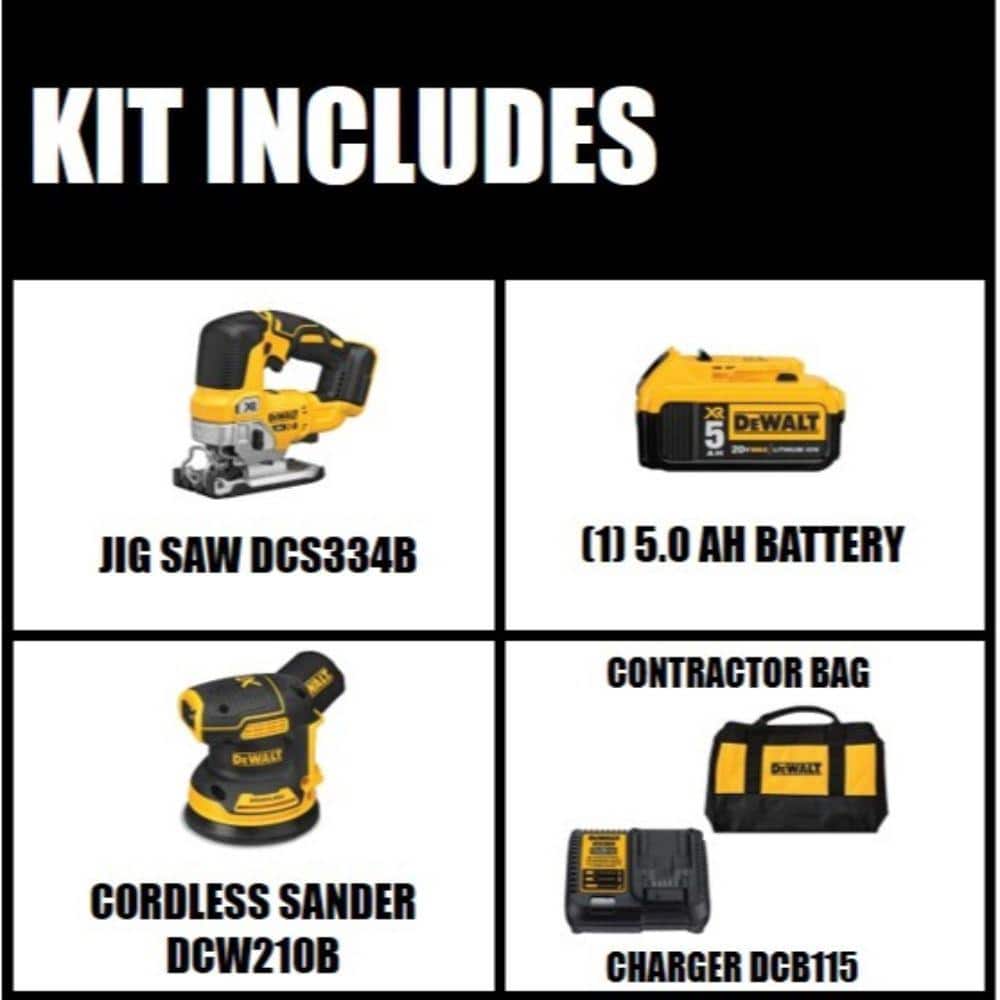 DEWALT 20V MAX XR Cordless Jigsaw and Sander Kit with Battery and Charger
