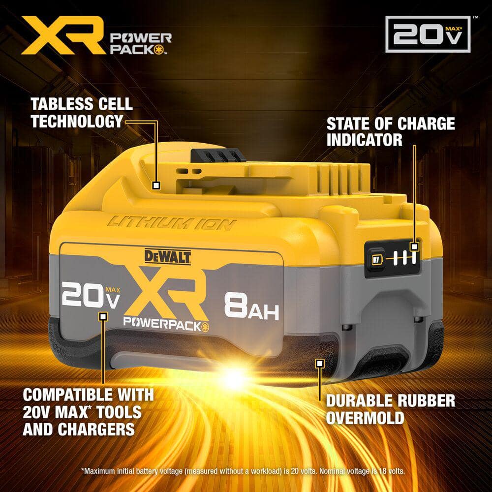 DEWALT Tough System 2.0 Flex Volt 20V/60V Lithium-Ion Cordless/Corded 4000 Lumen LED Adjustable Panel Work Light 8Ah Battery