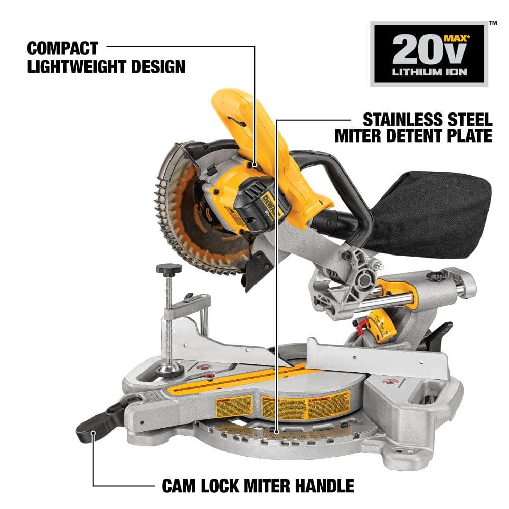 DEWALT 20V MAX Cordless 7-1/4 in. Sliding Miter Saw (Tool Only)