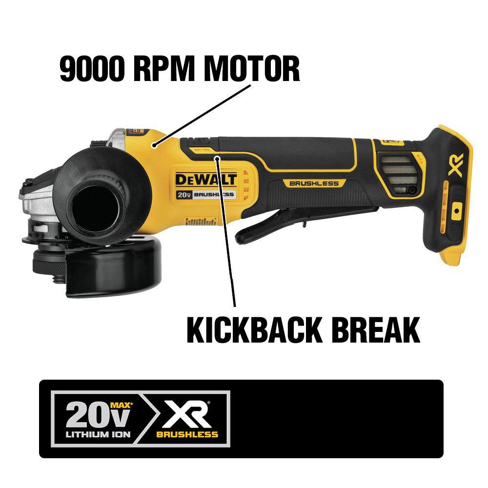 DEWALT 20V MAX Li-Ion Cordless Band Saw (Tool-Only) + 4-1/2 in. Grinder (Tool-Only) with 5Ah Battery, Charger and Kit Bag