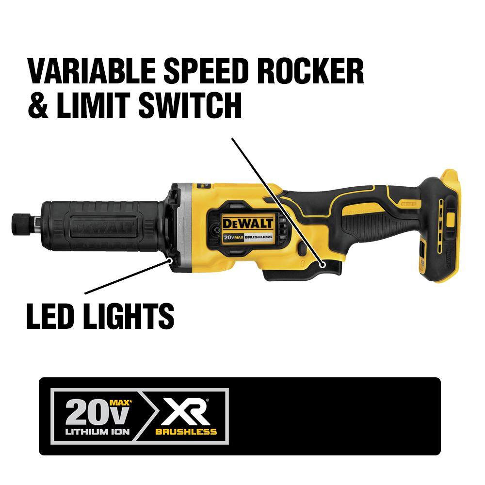 DEWALT 20V MAX XR Cordless Brushless Deep-Cut Band Saw with 1-1/2 in. Die Grinder, 5.0Ah Battery, Charger & Bag (Tools-Only)