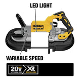 DEWALT 20V MAX XR Cordless Brushless Deep-Cut Band Saw with 1-1/2 in. Die Grinder, 5.0Ah Battery, Charger & Bag (Tools-Only)