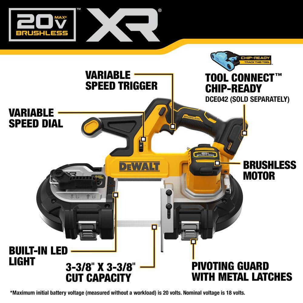 DEWALT 20-Volt MAX 3-3/8 in. Cordless Brushless Bandsaw (Tool-Only)