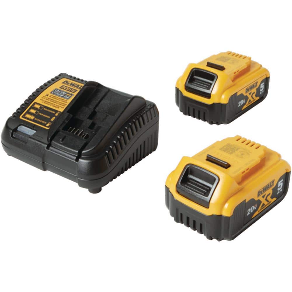 DEWALT 20V MAX XR Starter Kit with (2) 5.0Ah Batteries, Charger & Kit Bag + Bonus (2) 3.0Ah Batteries