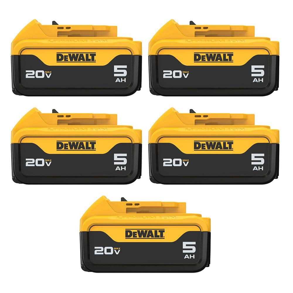 DEWALT 20-Volt MAX XR Premium Lithium-Ion 5.0Ah Battery Pack (5-Pack)