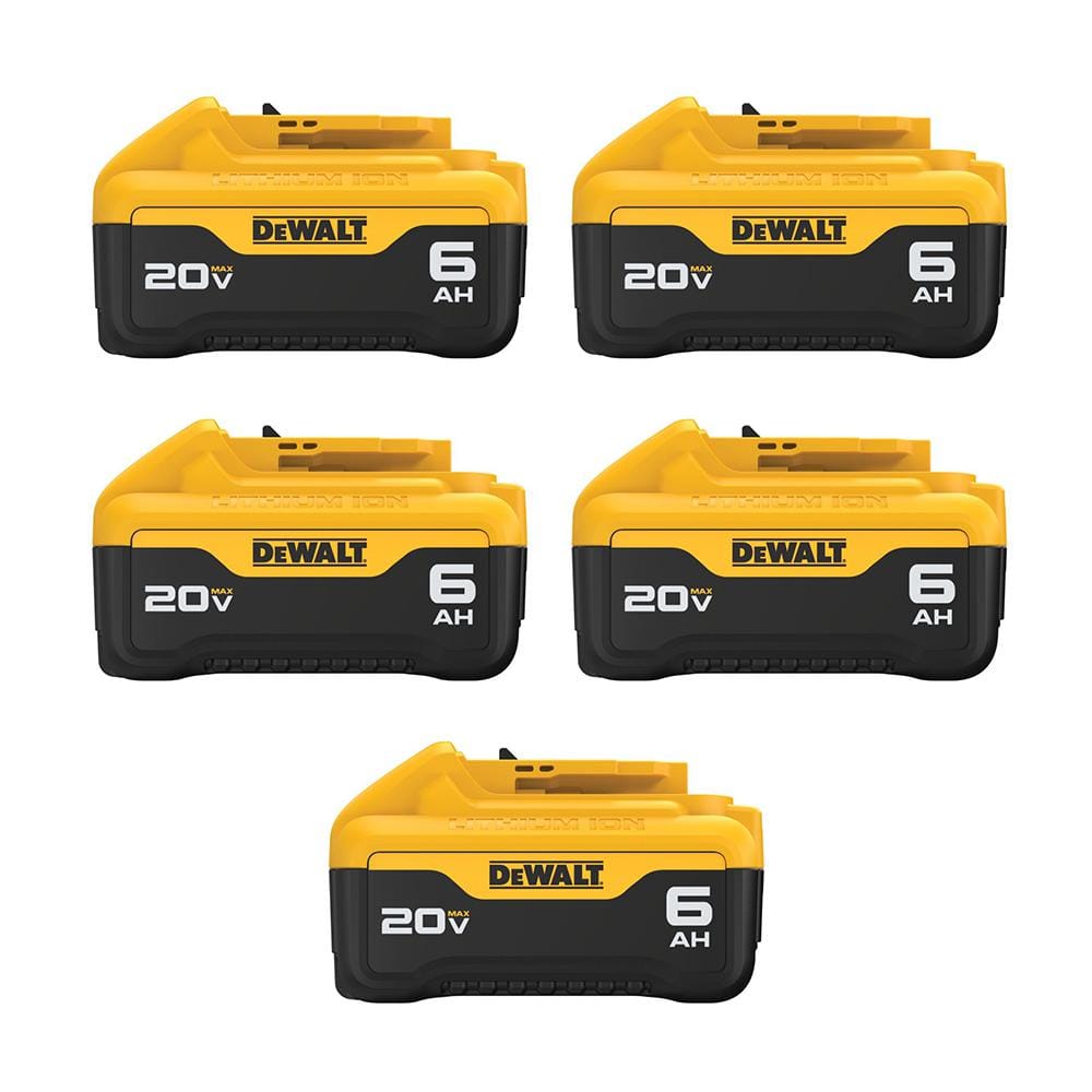 DEWALT 20V MAX XR Premium Lithium-Ion 6.0Ah Battery Pack (5-Pack)